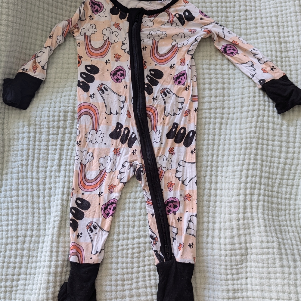 Kids Halloween Ghost Print One Piece